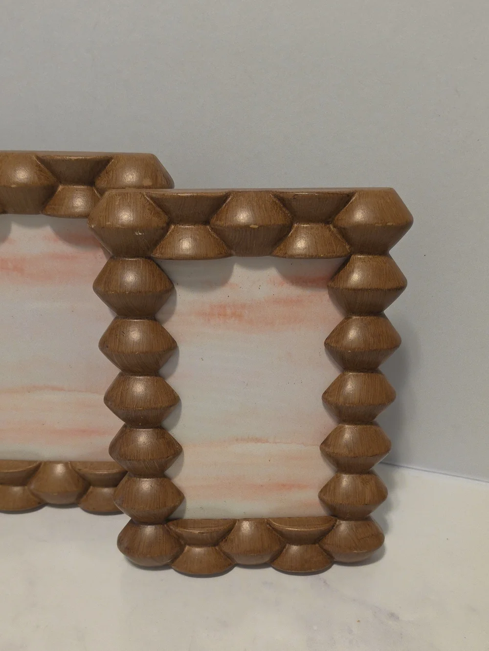 Ashland Wood Bead Frame Trio - Brown Decorative Photo Frames Set Of 3